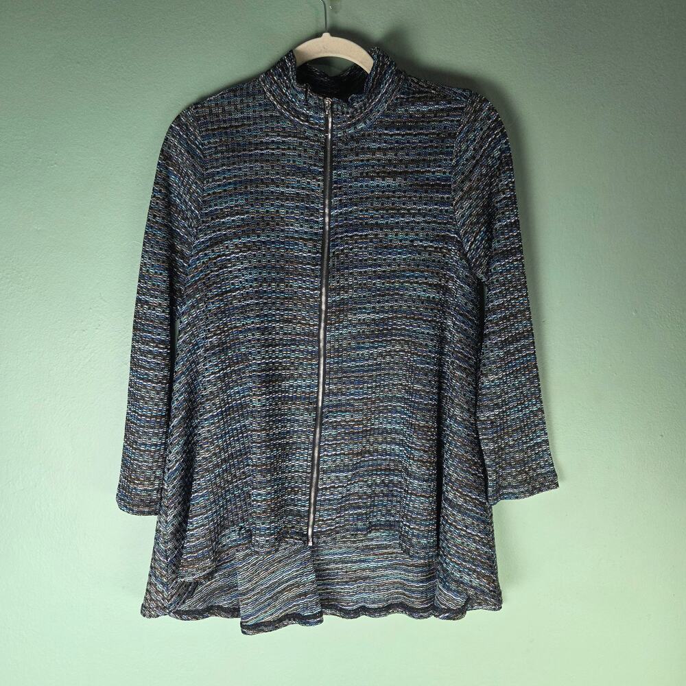 Comfy USA Womens Small Multicolored Marled Textured Knit Full Zip Front Jacket